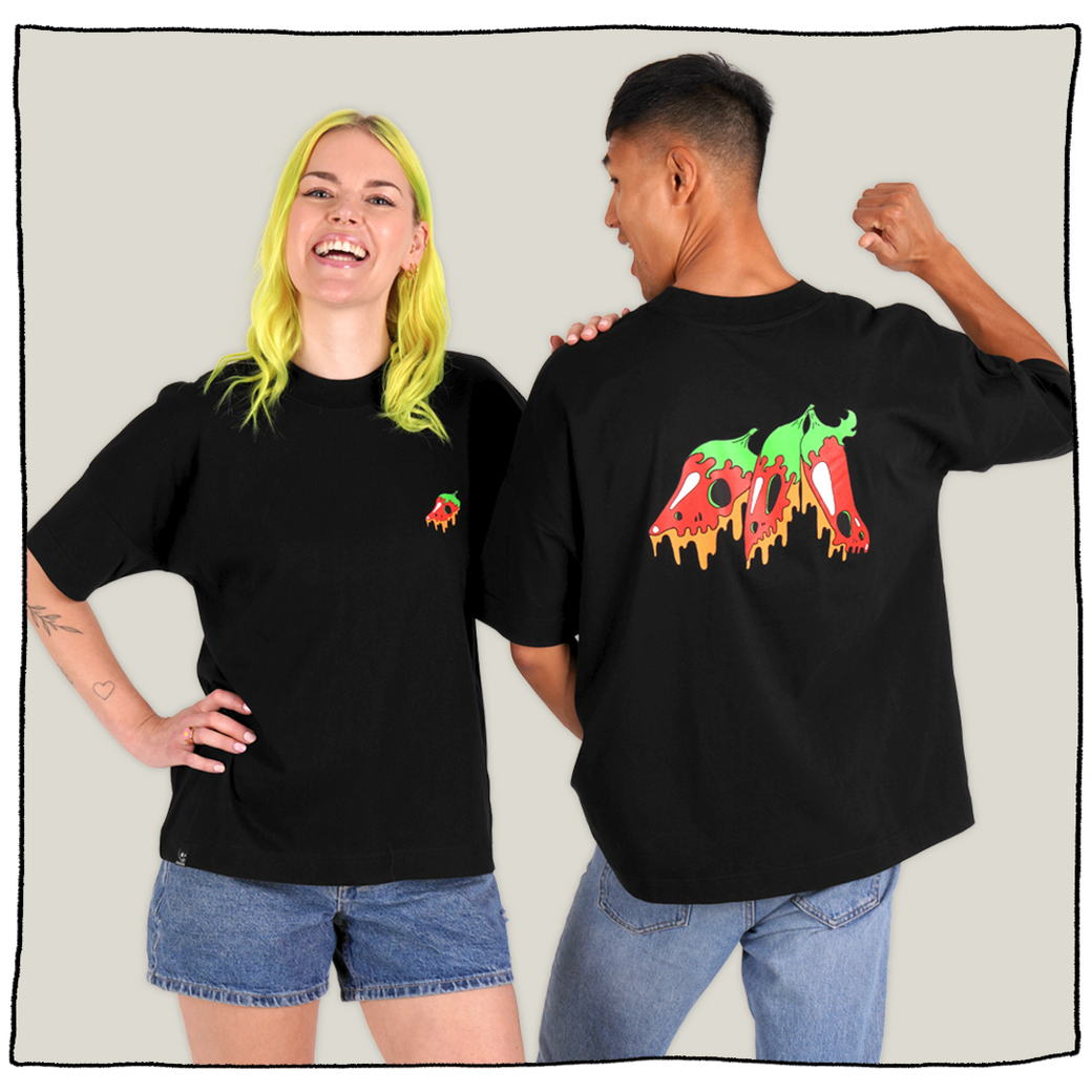 Spicy Heatwave Oversized T-Shirt in Black