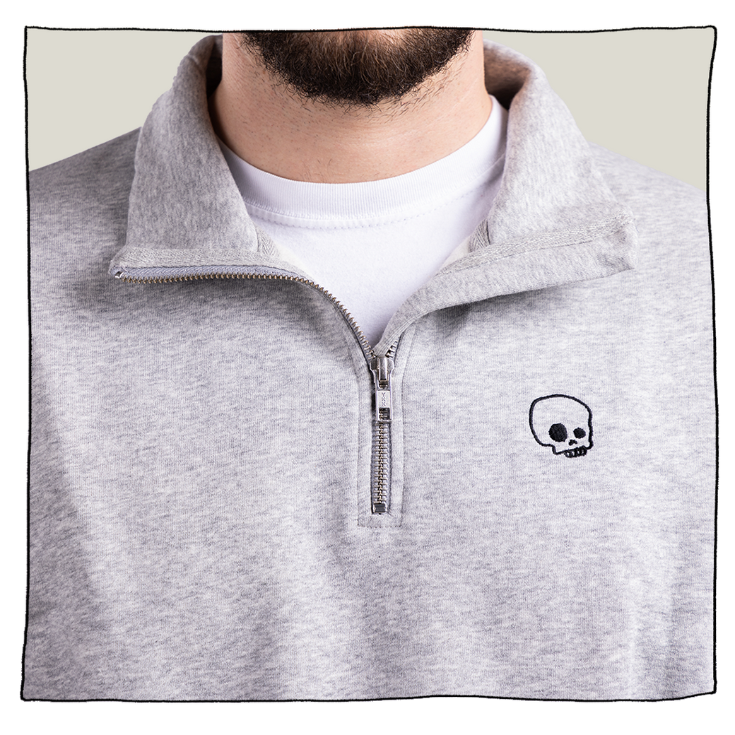 1/4 Zip Sweatshirt in Light Grey