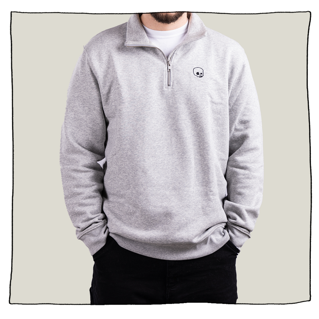 1/4 Zip Sweatshirt in Light Grey