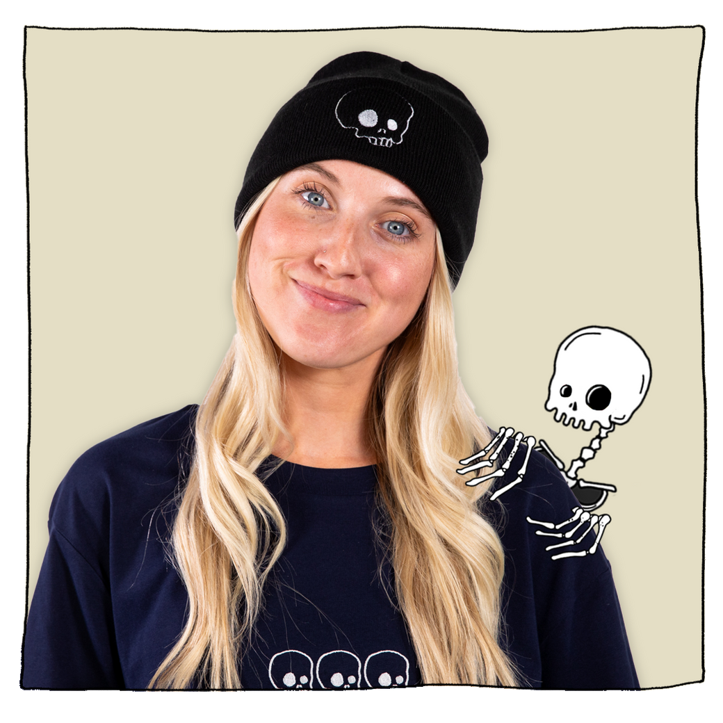 Skull Beanie in Black