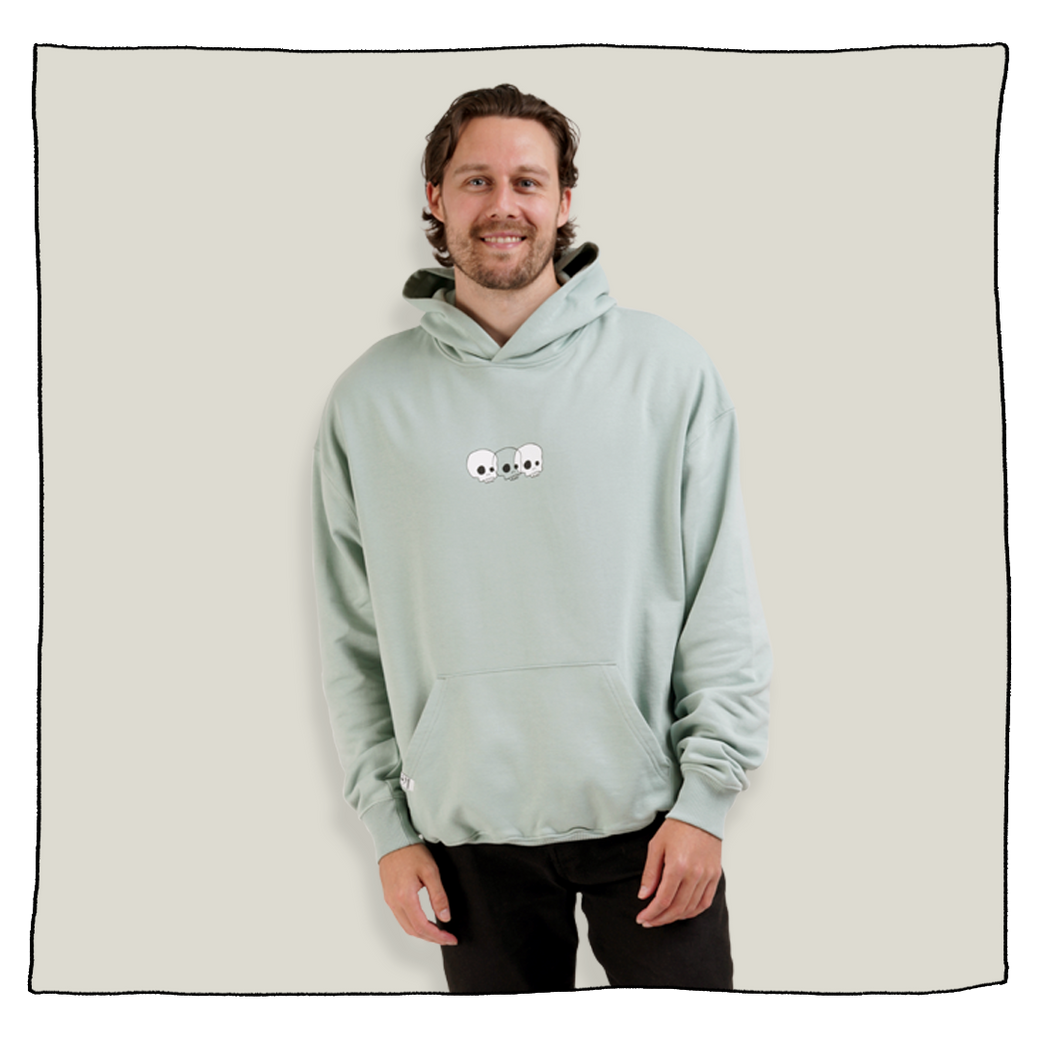 Essential Skulls Backprint Hoodie in Mint Green