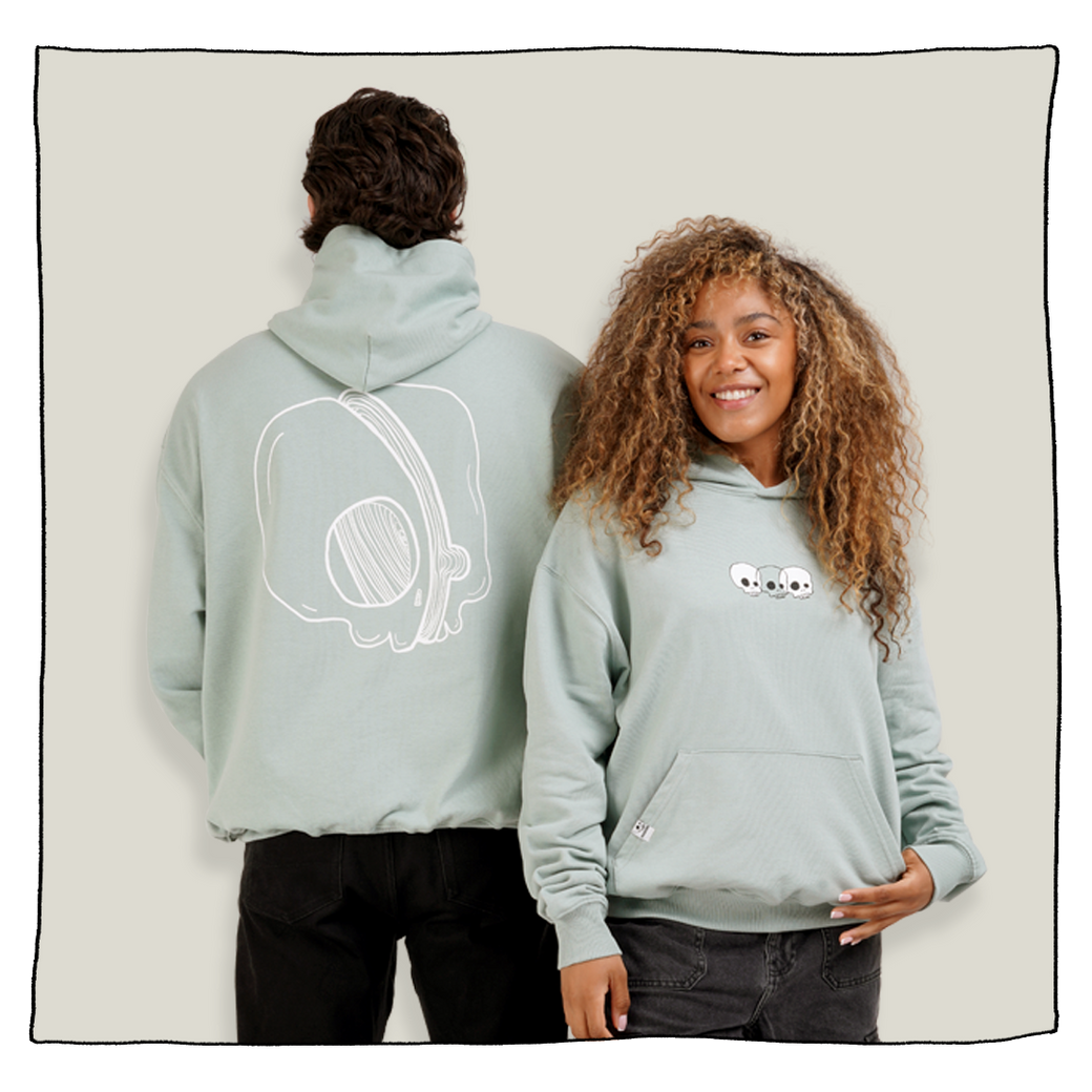 Essential Skulls Backprint Hoodie in Mint Green