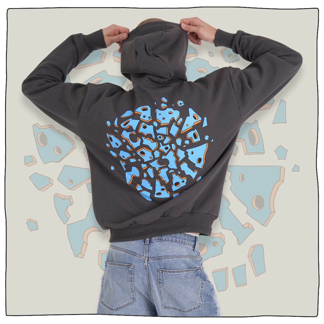 Fractured Skull Hoodie in Charcoal