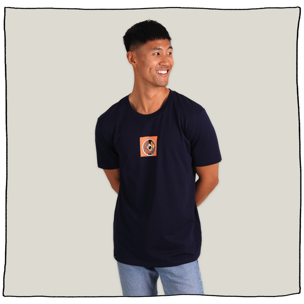 UFO Back-Print T-Shirt in Navy