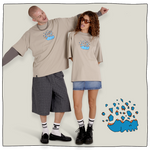 Fractured Skull Oversized Tee in Stone