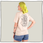 Skull Garden Outline T-Shirt in Natural