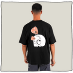 Skullshroom Oversized Print T-Shirt in Black