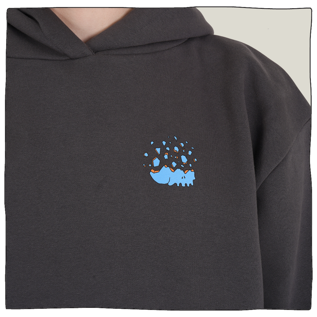 Fractured Skull Hoodie in Charcoal