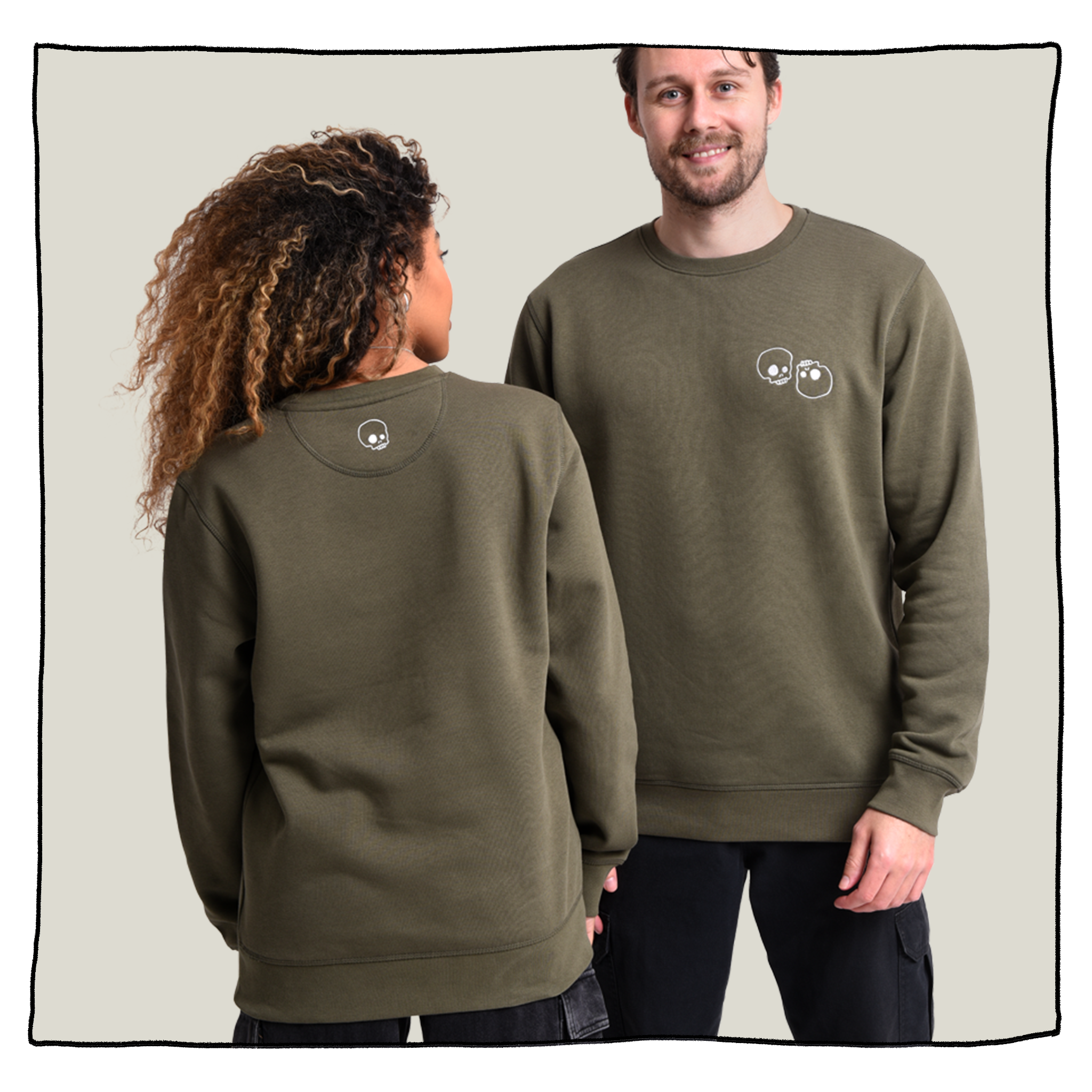 Skulls Sweatshirt in Khaki