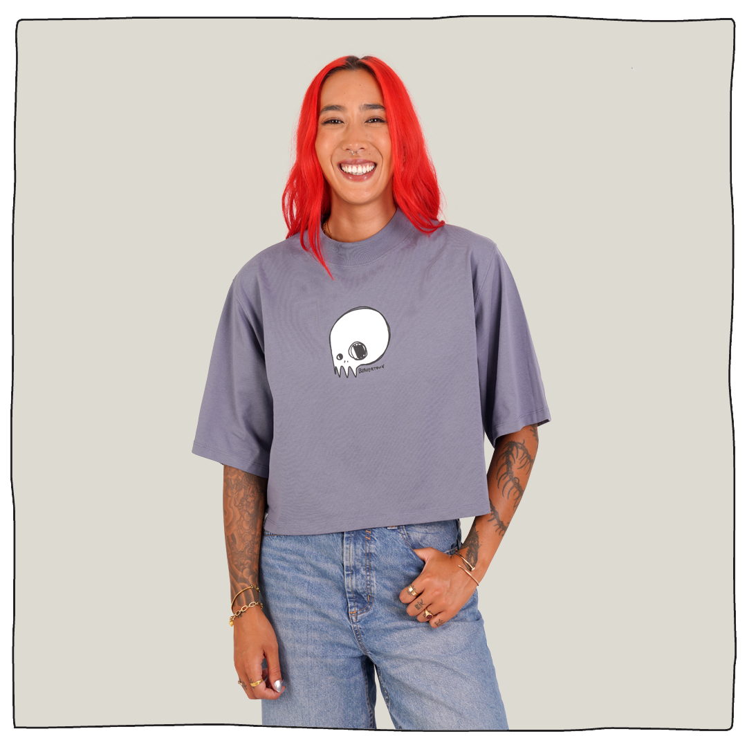 Skull Boxy Crop Tee