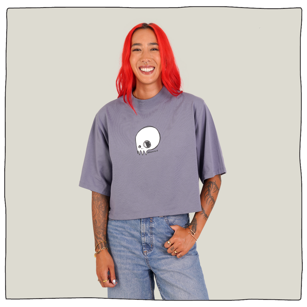 Skull Boxy Crop Tee