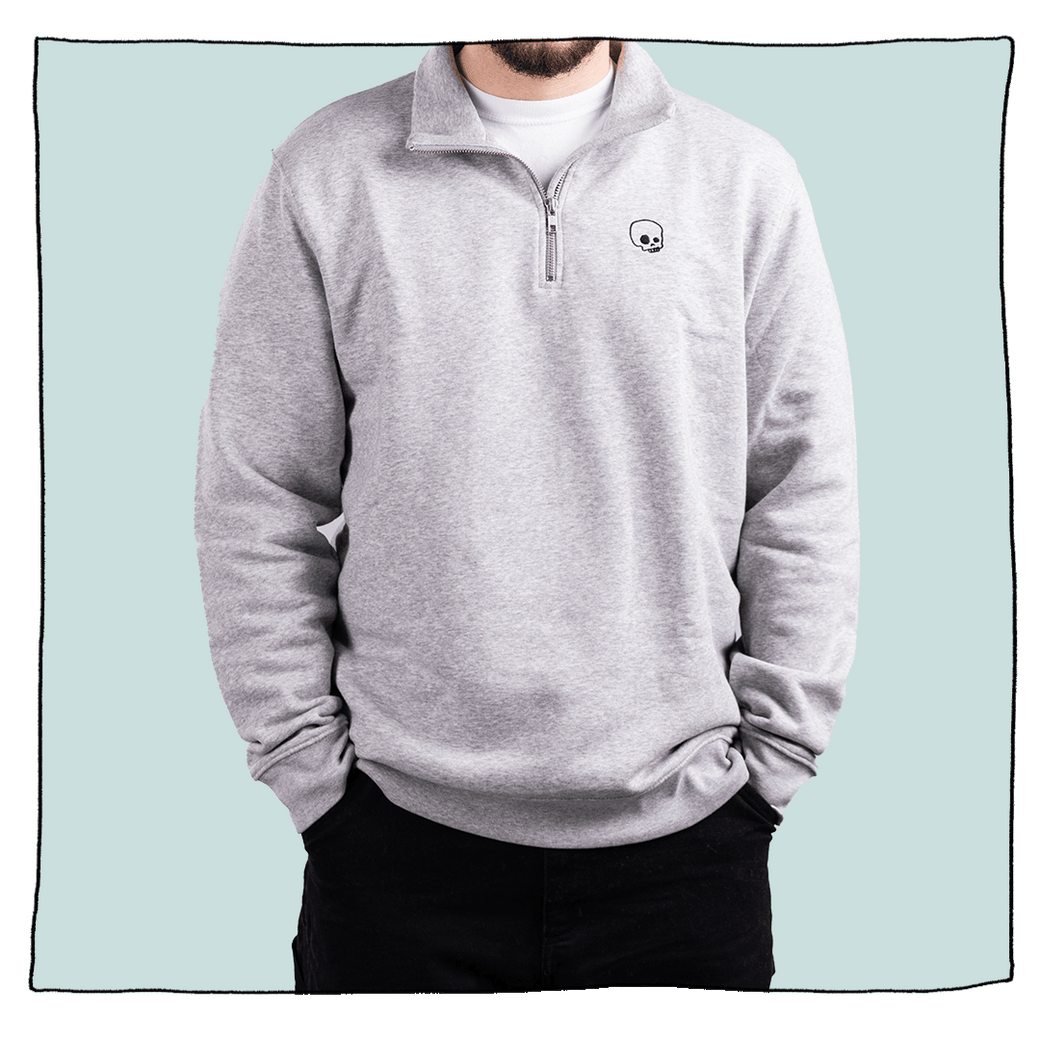 1/4 Zip Sweatshirt in Light Grey