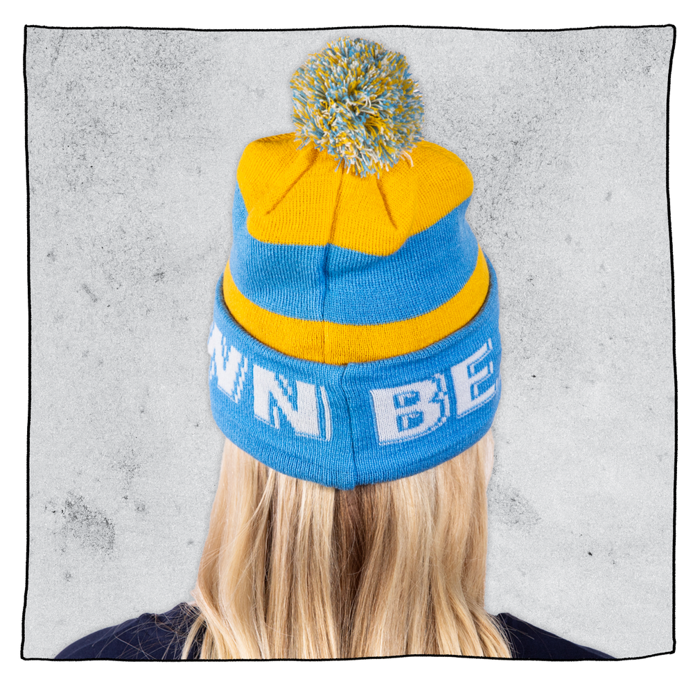 Blue and online yellow beanie hat