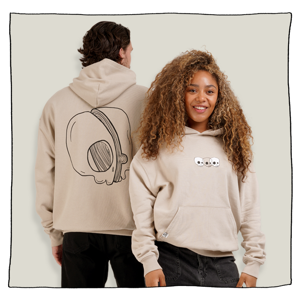 Essential Skulls Backprint Hoodie in Natural Beavertown Brewery