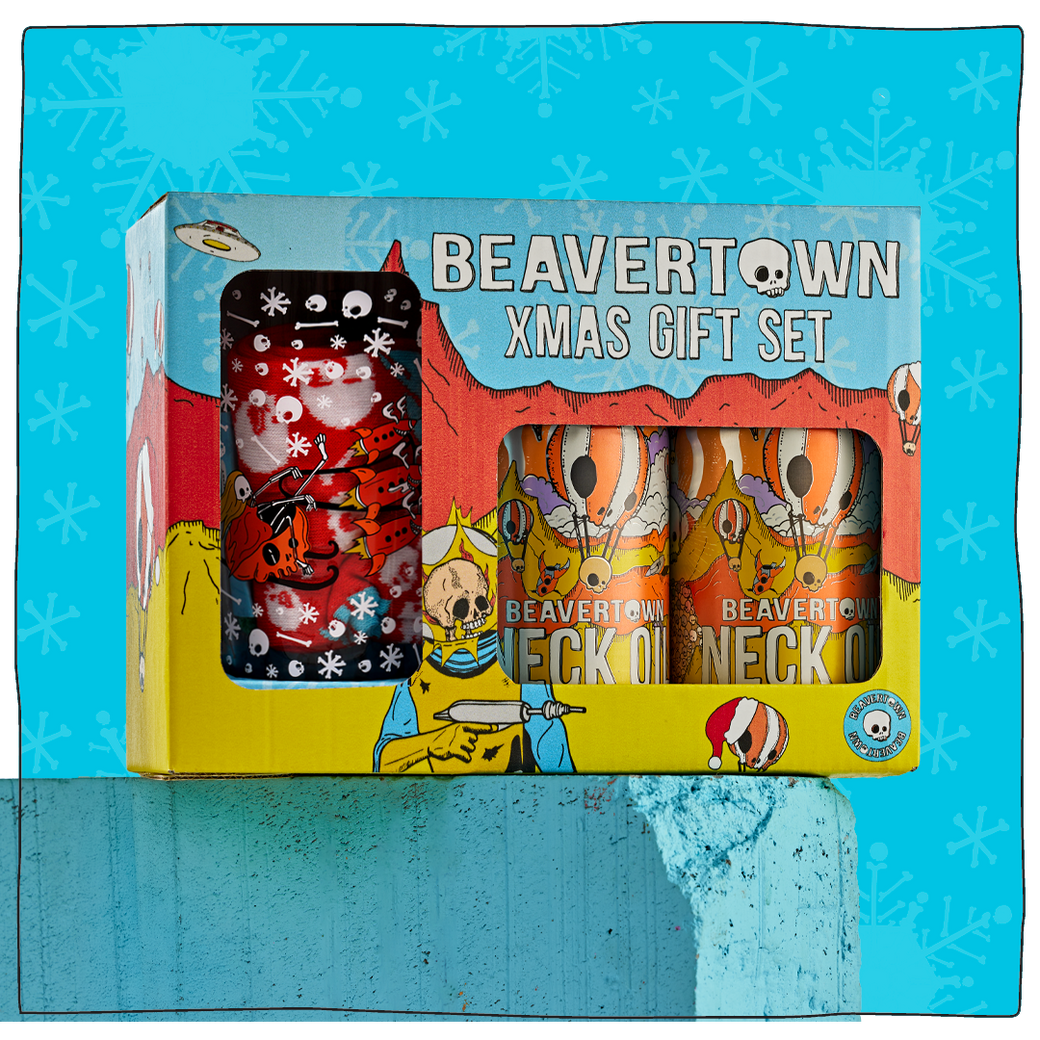 Neck Oil Beer, Glass & Sock Xmas Gift Set