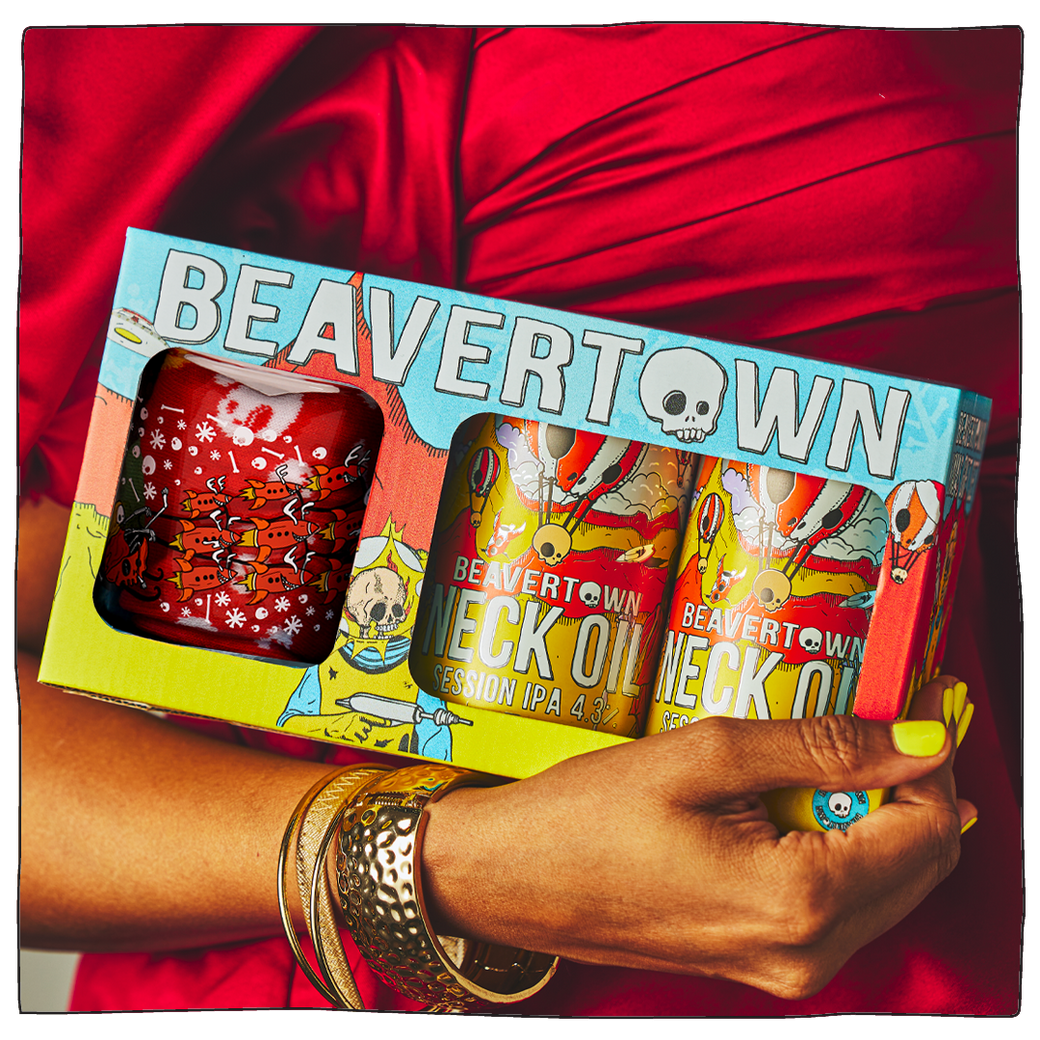 Neck Oil Beer, Glass & Sock Xmas Gift Set