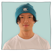 Skull Dog Beanie in Teal