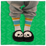 Fluffy Skull Slippers in Black/White