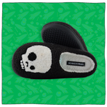 Fluffy Skull Slippers in Black/White