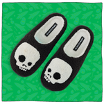 Fluffy Skull Slippers in Black/White