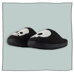 Fluffy Skull Slippers in Black/White