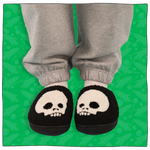 Fluffy Skull Slippers in Black/White