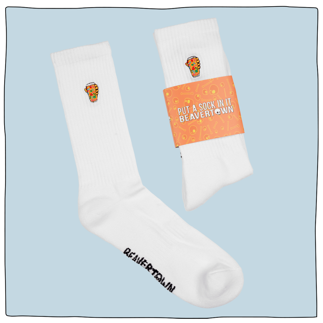 Mini Pint Embroidered Socks