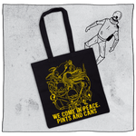 Beavertown Brewery black tote bag with yellow Beavertown prints all across it with the Beavertown logo in the middle